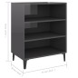 vidaXL Aparador de madera contrachapada gris brillante 57x35x70 cm