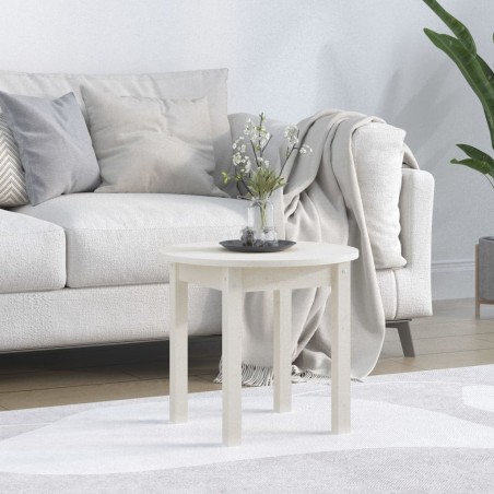 vidaXL Mesa de centro de madera maciza de pino blanco Ø 45x40 cm