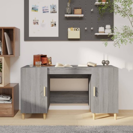 vidaXL Escritorio de madera contrachapada gris Sonoma 140x50x75 cm