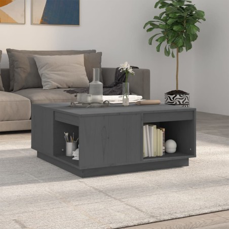 vidaXL Mesa de centro de madera maciza de pino gris 80x81x36,5 cm