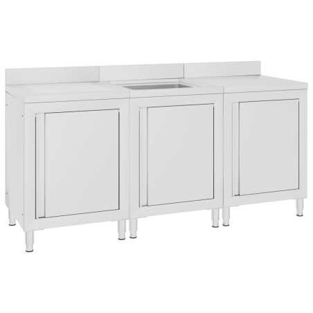 vidaXL Fregadero de cocina profesional acero inoxidable 180x60x96 cm