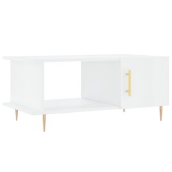 vidaXL Mesa de centro madera contrachapada blanco brillo 90x50x40 cm