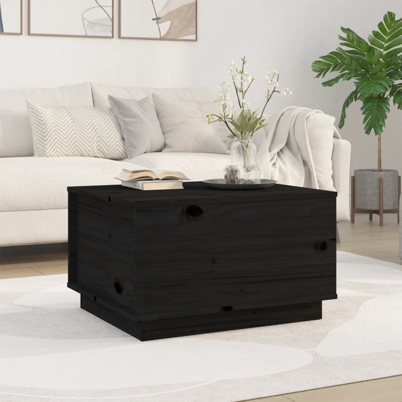 vidaXL Mesa de centro de madera maciza de pino negro 60x50x35 cm vidaXL Mesa de centro de madera maciza de pino negro 60x50x35 cm