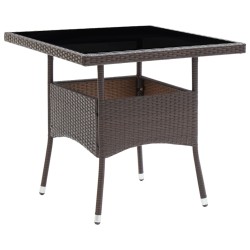 vidaXL Muebles de jardín 3 piezas ratán sintético y vidrio marrón