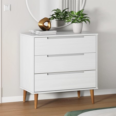 vidaXL Mesita de noche MOLDE madera maciza de pino blanca 80x40x80 cm