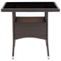 vidaXL Muebles de jardín 3 piezas ratán sintético y vidrio marrón vidaXL Muebles de jardín 3 piezas ratán sintético y vidrio marrón