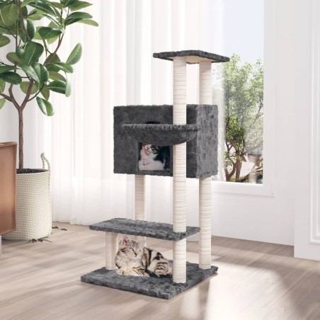 vidaXL Rascador para gatos con postes de sisal gris oscuro 108,5 cm
