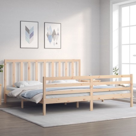 vidaXL Estructura de cama con cabecero madera maciza 200x200 cm