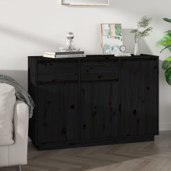 vidaXL Aparador de madera maciza de pino negro 110x34x75 cm