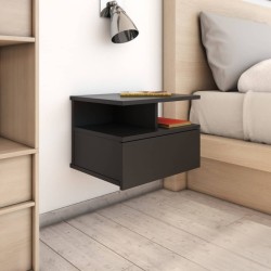 vidaXL Mesita de noche flotante aglomerado negro 40x31x27 cm