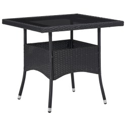 vidaXL Muebles de jardín 5 piezas ratán sintético y vidrio negro