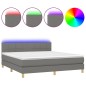 vidaXL Cama box spring con colchón y LED tela gris oscuro 180x200 cm