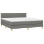 vidaXL Cama box spring con colchón y LED tela gris oscuro 180x200 cm
