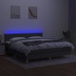 vidaXL Cama box spring con colchón y LED tela gris oscuro 180x200 cm