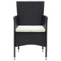 vidaXL Muebles de jardín 5 piezas ratán sintético y vidrio negro