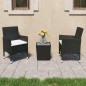 vidaXL Mesa y sillas de jardín 3 pzas ratán PE y vidrio templado negro vidaXL Mesa y sillas de jardín 3 pzas ratán PE y vidrio templado negro