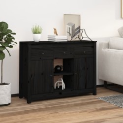 vidaXL Aparador de madera maciza de pino negro 100x35x74,5 cm