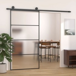 vidaXL Puerta corredera ESG vidrio y aluminio negra 102,5x205 cm