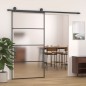 vidaXL Puerta corredera ESG vidrio y aluminio negra 102,5x205 cm vidaXL Puerta corredera ESG vidrio y aluminio negra 102,5x205 cm