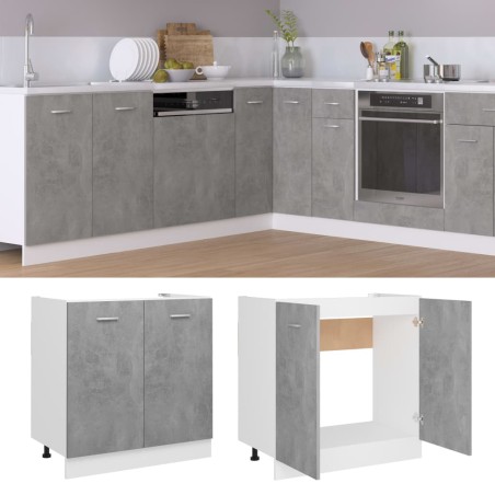 vidaXL Armario debajo fregadero madera contrachapada gris 80x46x81,5cm