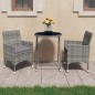 vidaXL Set de bistró jardín 3 pzs ratán sintético vidrio templado gris vidaXL Set de bistró jardín 3 pzs ratán sintético vidrio templado gris