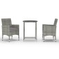 vidaXL Set de bistró jardín 3 pzs ratán sintético vidrio templado gris vidaXL Set de bistró jardín 3 pzs ratán sintético vidrio templado gris