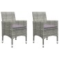 vidaXL Set de bistró jardín 3 pzs ratán sintético vidrio templado gris vidaXL Set de bistró jardín 3 pzs ratán sintético vidrio templado gris