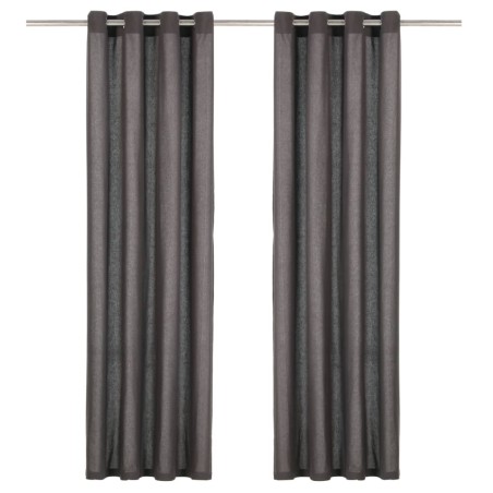 vidaXL Cortinas con anillas de metal 2 uds algodón antracita 140x245cm