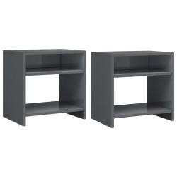 vidaXL Mesitas de noche 2 uds madera contrachapada gris 40x30x40 cm