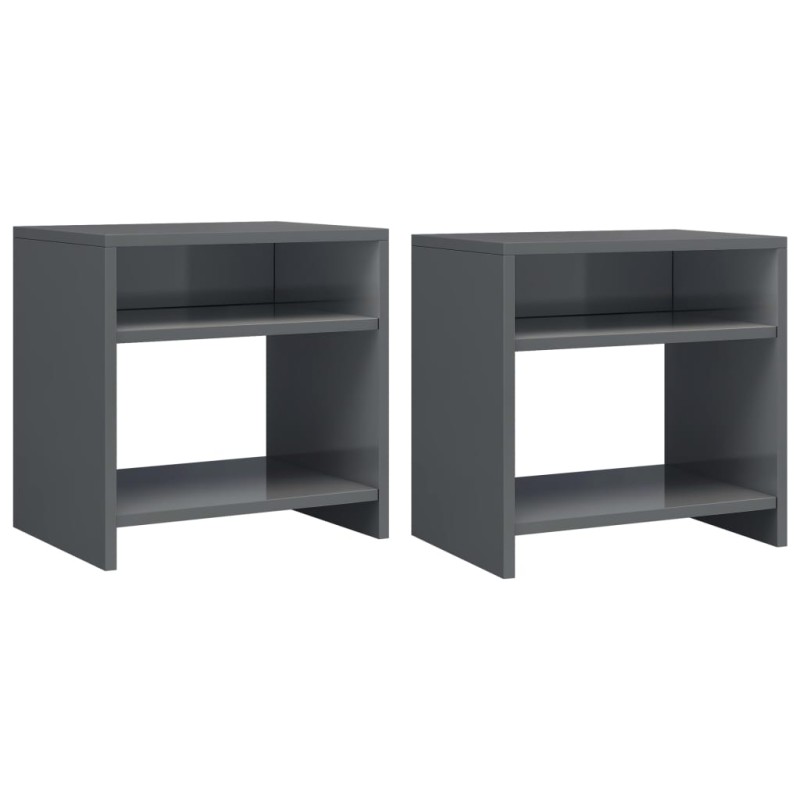 vidaXL Mesitas de noche 2 uds madera contrachapada gris 40x30x40 cm vidaXL Mesitas de noche 2 uds madera contrachapada gris 40x30x40 cm