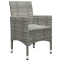 vidaXL Set de bistró jardín 3 pzs ratán sintético vidrio templado gris vidaXL Set de bistró jardín 3 pzs ratán sintético vidrio templado gris