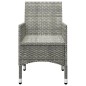 vidaXL Set de bistró jardín 3 pzs ratán sintético vidrio templado gris vidaXL Set de bistró jardín 3 pzs ratán sintético vidrio templado gris