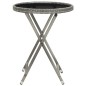 vidaXL Set de bistró jardín 3 pzs ratán sintético vidrio templado gris vidaXL Set de bistró jardín 3 pzs ratán sintético vidrio templado gris