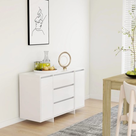 vidaXL Aparador con 3 cajones madera contrachapada blanco 120x41x75 cm