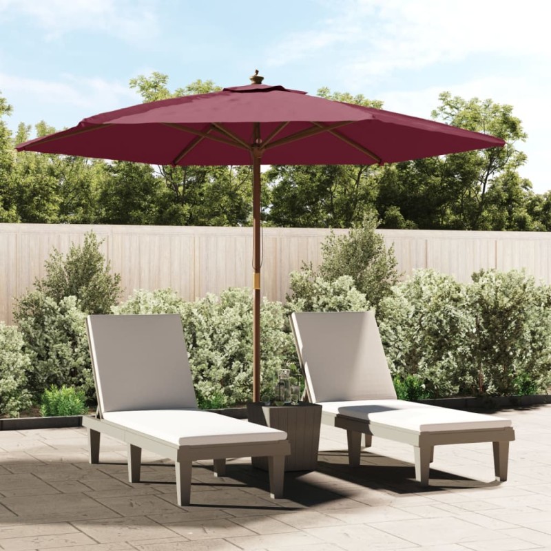 vidaXL Sombrilla de jardín con poste de madera rojo burdeos 299x240 cm vidaXL Sombrilla de jardín con poste de madera rojo burdeos 299x240 cm