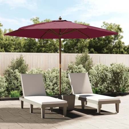 vidaXL Sombrilla de jardín con poste de madera rojo burdeos 299x240 cm