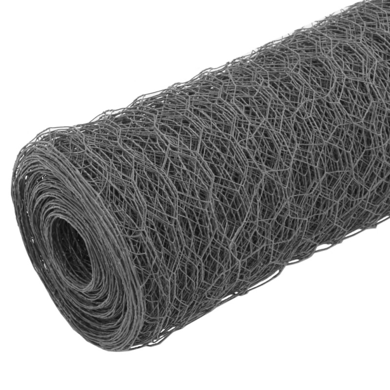 vidaXL Alambrada de gallinero acero revestimiento PVC gris 25x1,2 m vidaXL Alambrada de gallinero acero revestimiento PVC gris 25x1,2 m