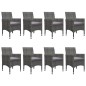 vidaXL Set de comedor de jardín 9 piezas ratán PE y vidrio gris vidaXL Set de comedor de jardín 9 piezas ratán PE y vidrio gris