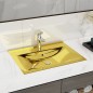 vidaXL Lavabo con rebosadero 60x46x16 cm cerámica dorado vidaXL Lavabo con rebosadero 60x46x16 cm cerámica dorado