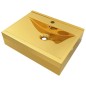 vidaXL Lavabo con rebosadero 60x46x16 cm cerámica dorado vidaXL Lavabo con rebosadero 60x46x16 cm cerámica dorado
