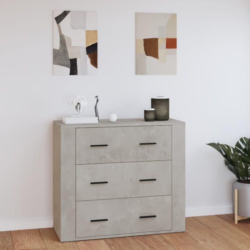 vidaXL Aparador de madera contrachapada gris hormigón 80x33x70 cm vidaXL Aparador de madera contrachapada gris hormigón 80x33x70 cm