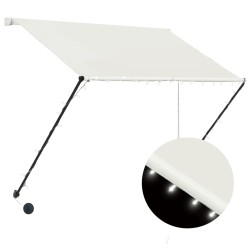 vidaXL Toldo retráctil con LED color crema 150x150 cm