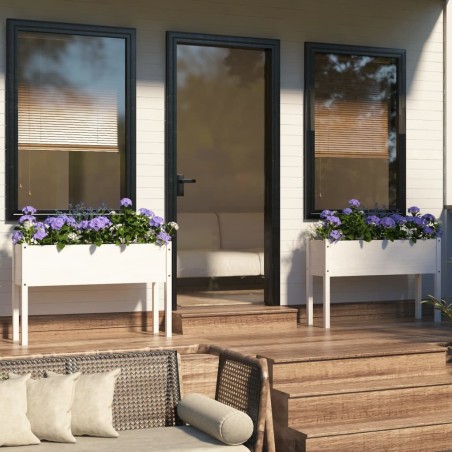 vidaXL Jardineras 2 uds madera maciza de pino blanca 110x31x70 cm