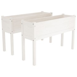 vidaXL Jardineras 2 uds madera maciza de pino blanca 110x31x70 cm