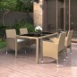 vidaXL Set de comedor de jardín 5 pzas ratán sintético vidrio beige vidaXL Set de comedor de jardín 5 pzas ratán sintético vidrio beige