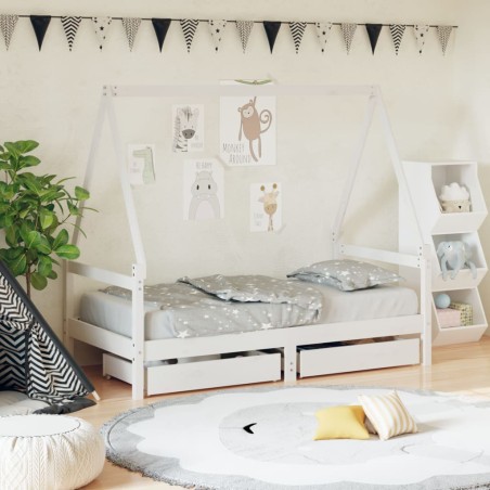 vidaXL Estructura cama infantil y cajones madera pino blanco 80x160 cm