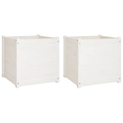 vidaXL Jardineras 2 uds madera maciza de pino blanco 60x60x40 cm