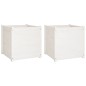 vidaXL Jardineras 2 uds madera maciza de pino blanco 60x60x40 cm vidaXL Jardineras 2 uds madera maciza de pino blanco 60x60x40 cm