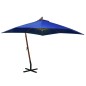vidaXL Sombrilla colgante con palo madera de abeto azul celeste 3x3 m