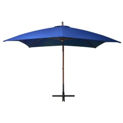vidaXL Sombrilla colgante con palo madera de abeto azul celeste 3x3 m